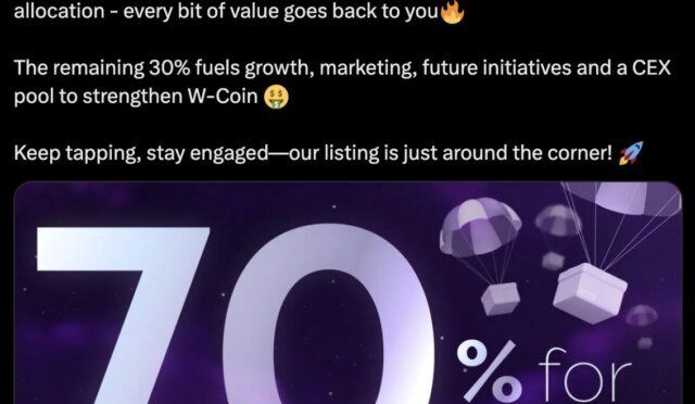 W-Coin reserves 70% for the community after Toncoin launch